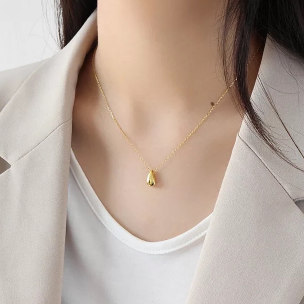 NEW 925 STERLING SILVER WATER DROP NECKLACE - Picture 2 of 6